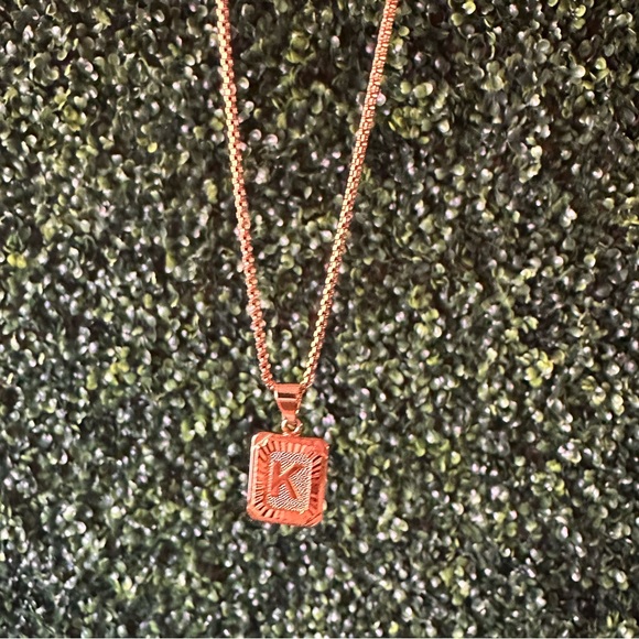 Gold Plated Letter K Pendant on 18.5” Inch Round Chain - Picture 3 of 4